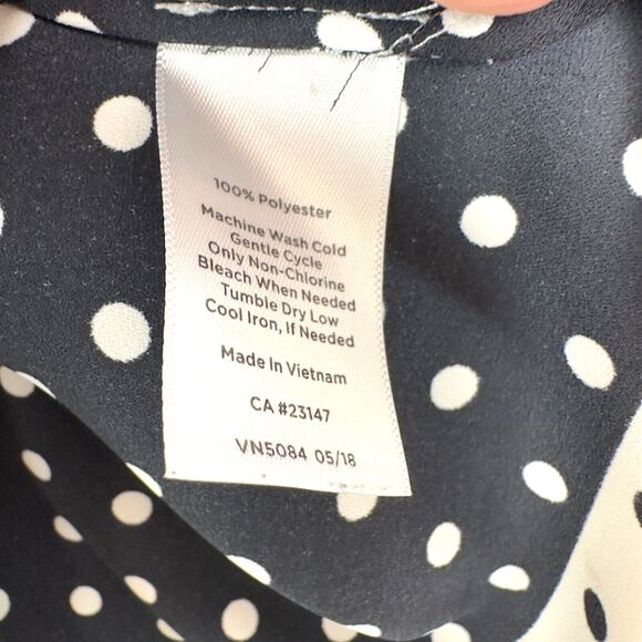 Talbots Petite P Polka-dot Women's Black White Colorblocked Sleeveless Slit Tank - Picture 5 of 5